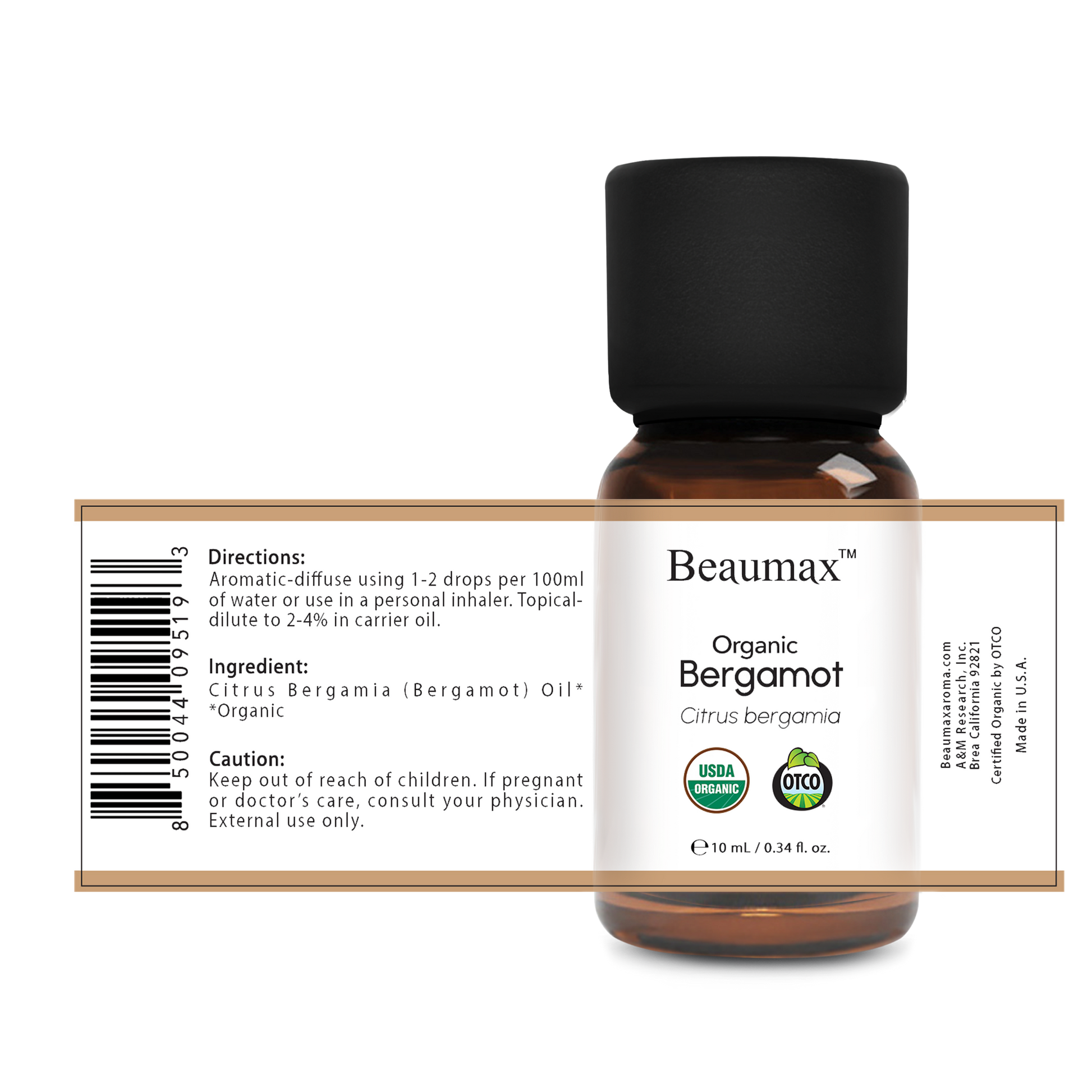USDA Organic Bergamot Essential Oil | 0.33 FL OZ