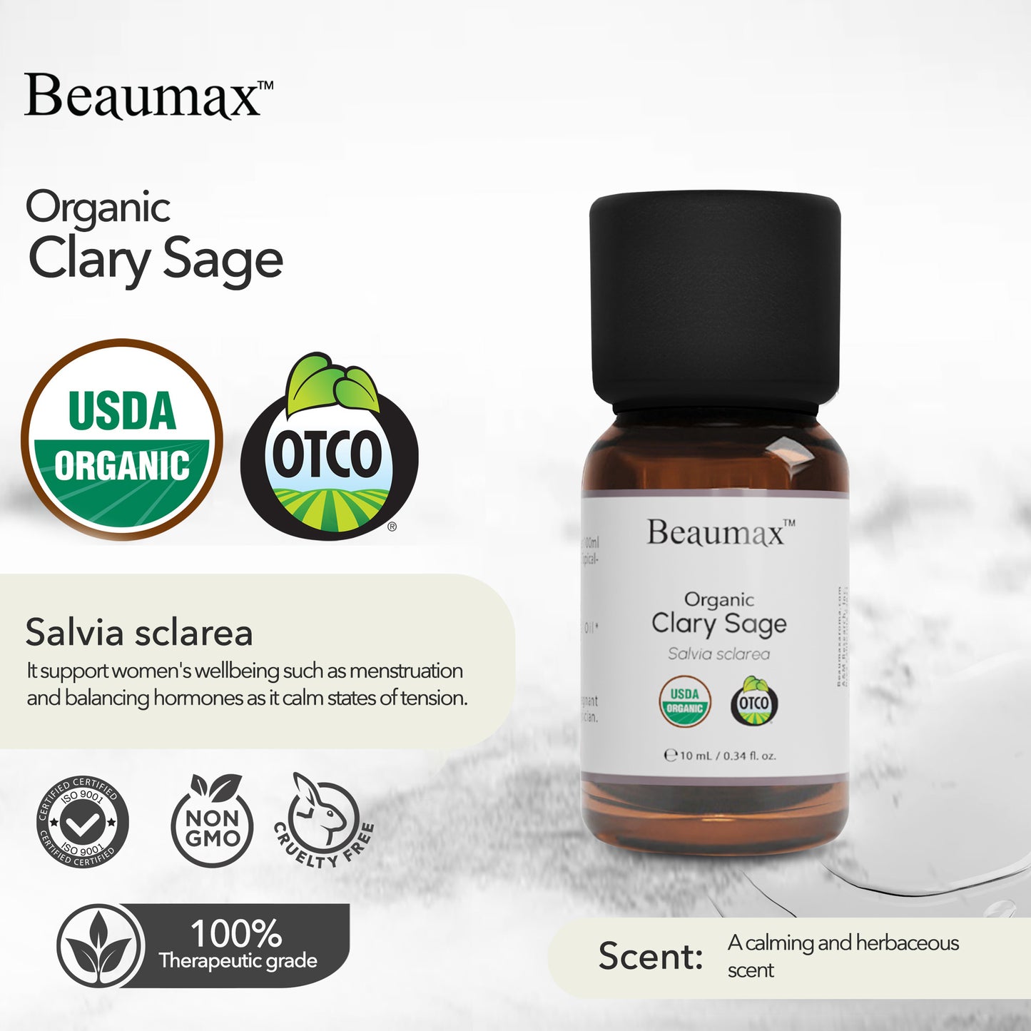Aceite Esencial de Salvia Clary Orgánica (Salvia Sclarea) 10ml