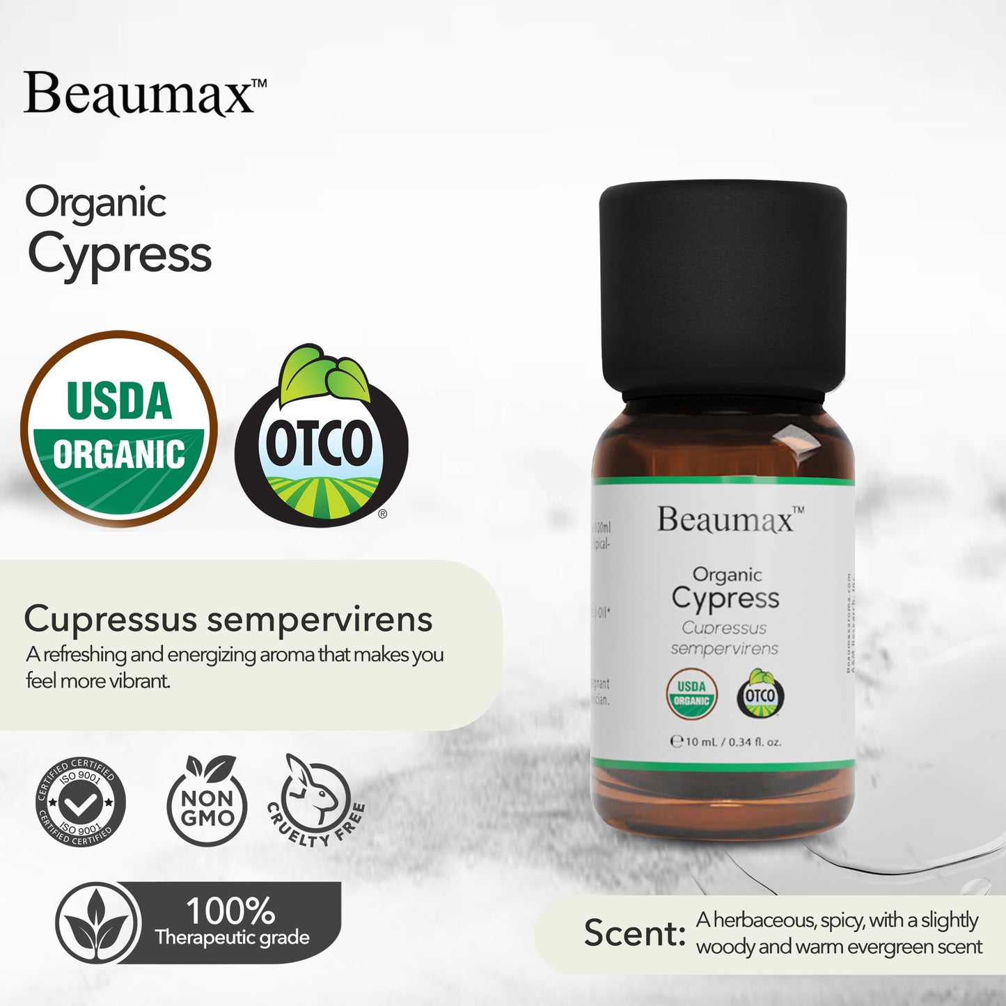 Aceite Esencial de Ciprés Orgánico (Cupressus Sempervirens) 10ml