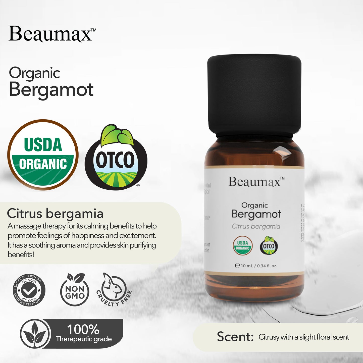 Bergamot Organic Essential Oil (Citrus Bergamia) 10ml