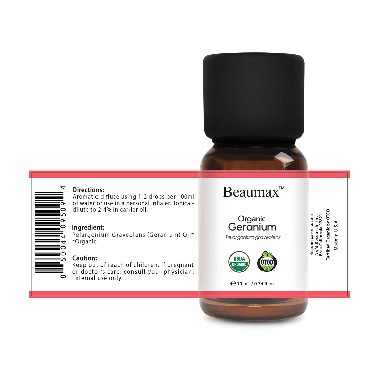 Aceite Esencial de Geranio Orgánico (Pelargonium Graveolens) 10ml