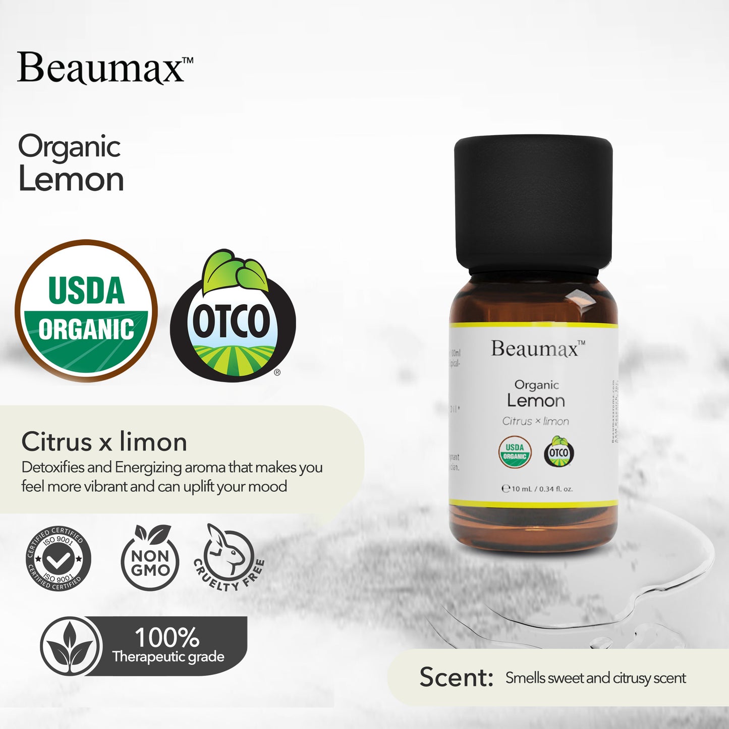 Aceite Esencial de Limón Orgánico (Citrus x Limon) 10ml