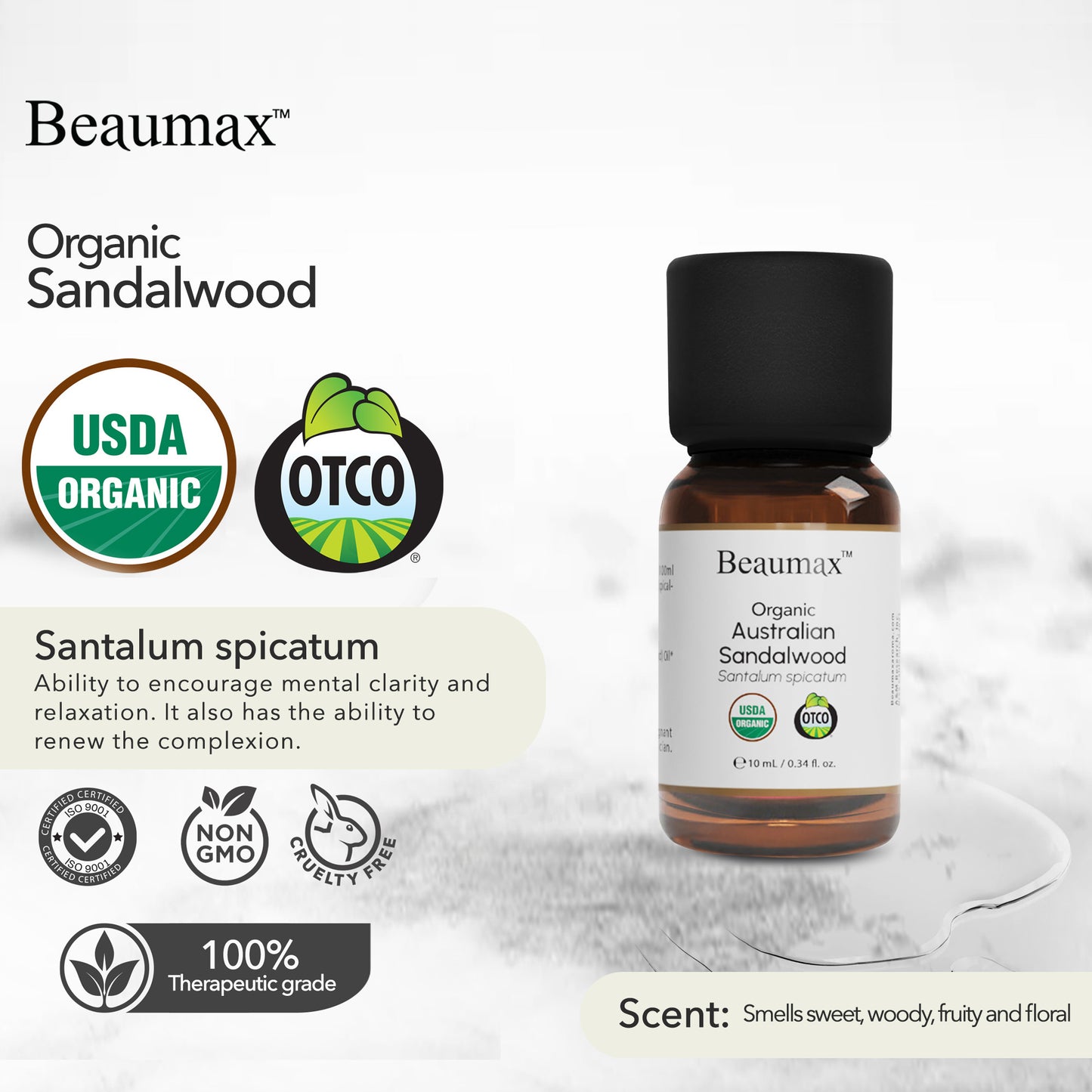 Aceite Esencial Orgánico de Sándalo Australiano (Santalum Album) 10ml