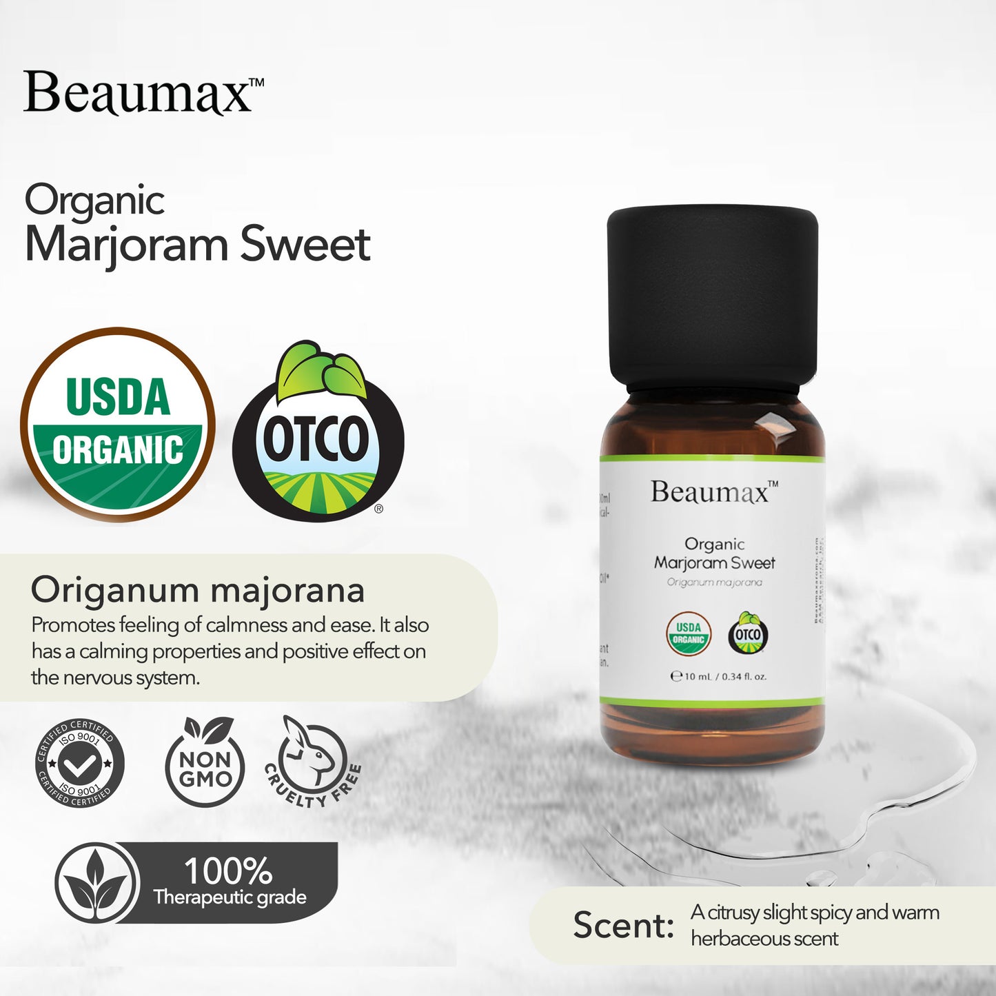 Aceite Esencial de Mejorana Dulce Orgánico (Origanum Majorana) 10ml