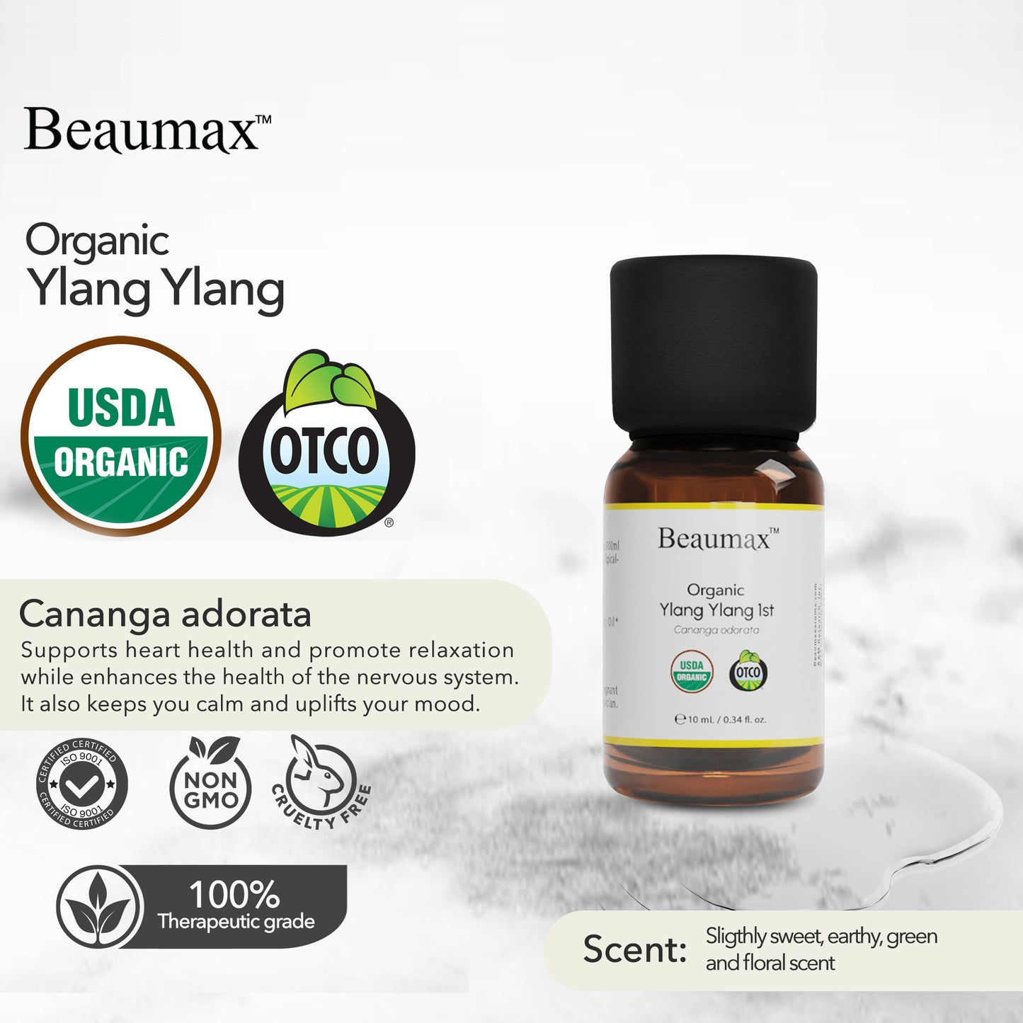 Aceite Esencial Orgánico de Ylang Ylang (Cananga Odorata) 10ml
